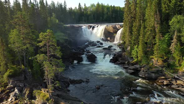 Ristafallet Waterfall in the Western Part of Jamtland