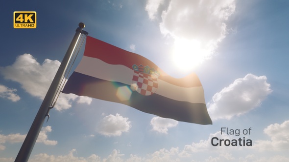 Croatia Flag on a Flagpole V2 - 4K