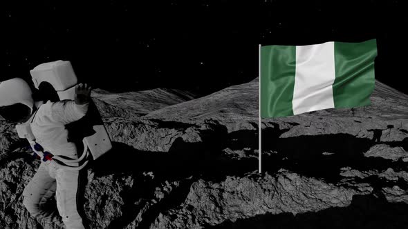 Astronaut Planting Nigeria Flag on the Moon