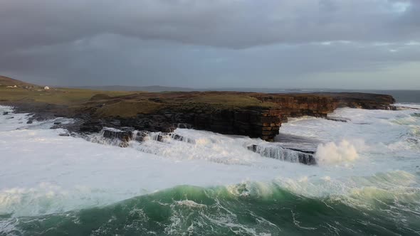 Huge Waves Breaking at Muckross Head, A Small Peninsula West of Killybegs, County Donegal, Ireland