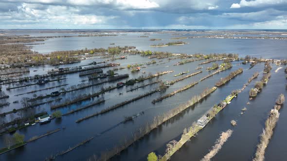 Loosdrechtse Plassen Harbour Waterway Canals and Cultivated Ditch Nature Near Vinkeveen Utrecht