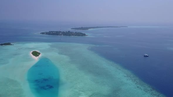 Aerial view panorama of marine resort beach by blue ocean and sand background