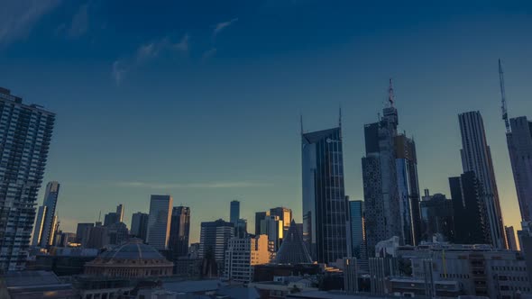 Timelapse of nightfall in Melbourne