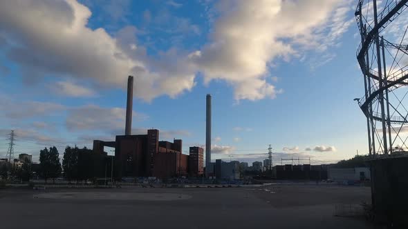 Sky time lapse: Hanasaari Power Plant in Helsinki Suvilahti district