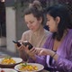 Two Girls Discussing the Pictures They Take of Their Delicious Vegan Dinner. Friends with Healthy - VideoHive Item for Sale