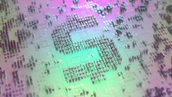 Dollar Logo in the Form of a Microcircuit