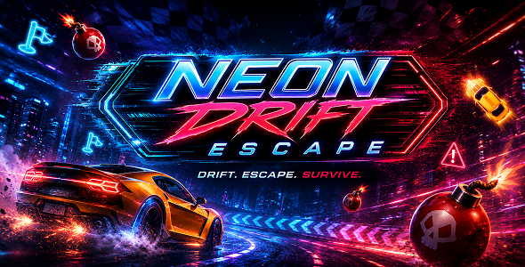 Neon Drift Escape | Construct 3 HTML5 Game