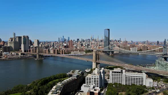 Aerial Panoramic View with Urban Skyline Residential Buildings of Brooklyn Near Brooklyn and