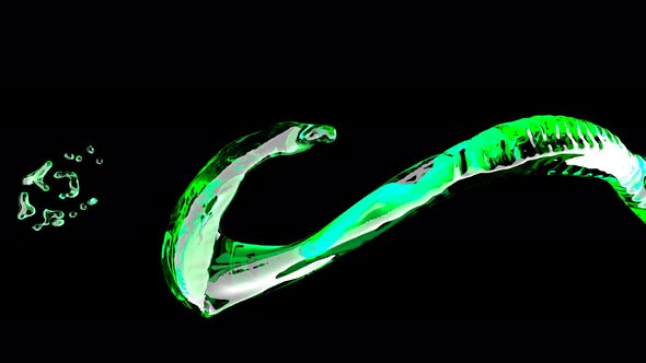 Green Liquid Stream Jet on Black Super Slow Motion 1000 FPS
