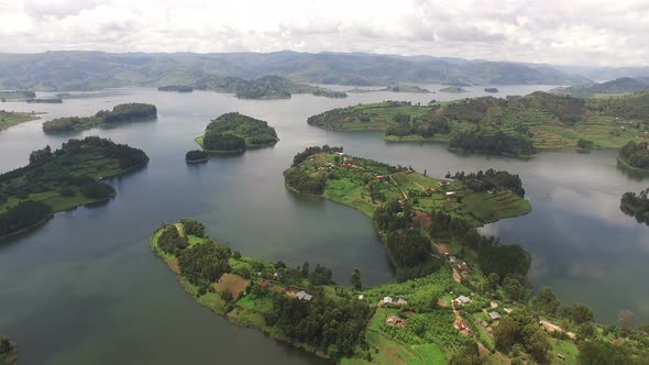 Aerial view of Lake Bunyonyi, Uganda