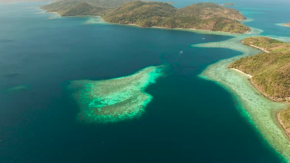 Tropical Island with Sandy Beach, Philippines, Palawan