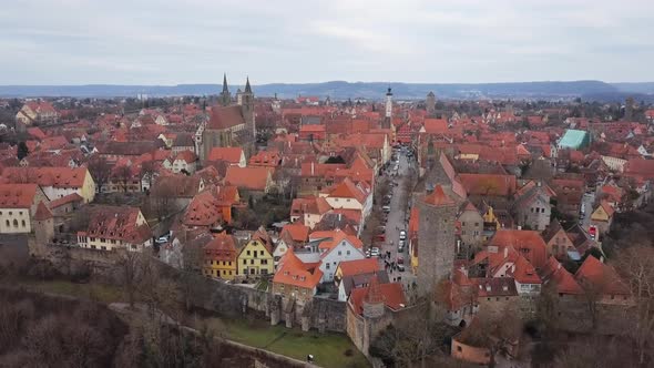 Aerial Panorama of Rothenburg Ob Der Tauber