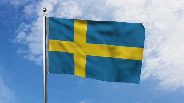 Flag of Sweden with Sky Background