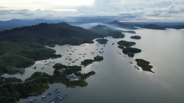 Aerial View of Fish Farms in Norway