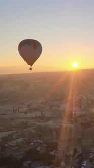 Vertical Video of Hot Air Balloons Flying in the Sky Over Cappadocia Turkey