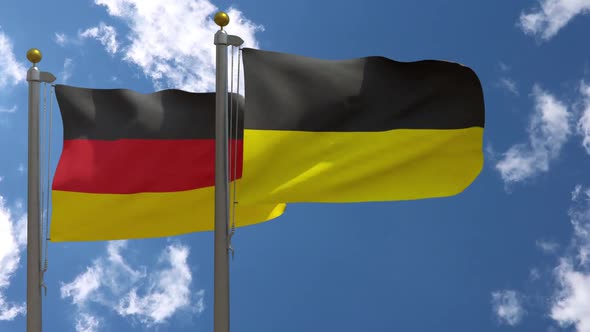 Germany Flag Vs Baden-Württemberg Flag on Flagpole