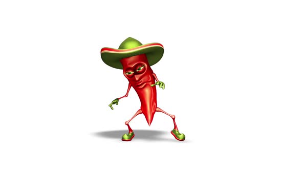 Strong Pepper  Looped Dance on White Background