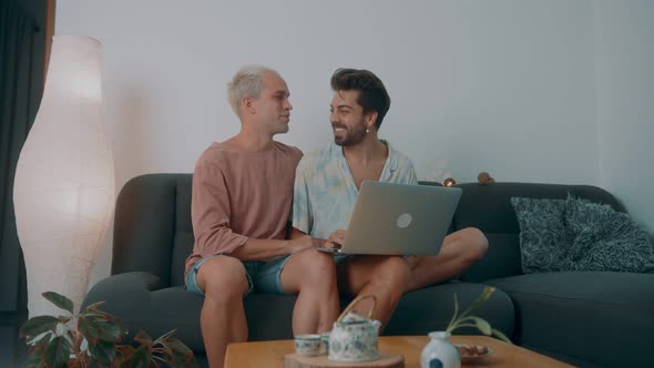 A European Gay Couple Spending Time at Home