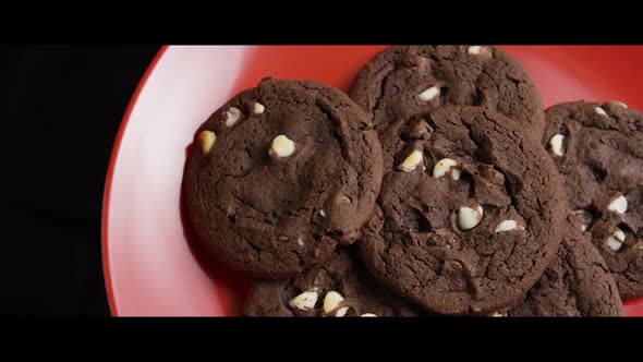 Cinematic, Rotating Shot of Cookies on a Plate