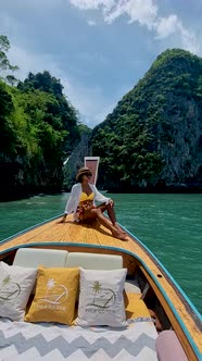 Luxury Longtail Boat in Krabi Thailand Koh Hong Island Trip at the Tropical Island 4 Island Trip in