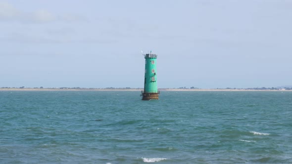 The Green Lighthouse Or North Bull Lighthouse Situated In The Middle Of Irish Sea In Dublin, Ireland