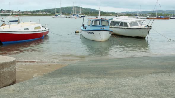 Conwy North Wales Boats Jib up.