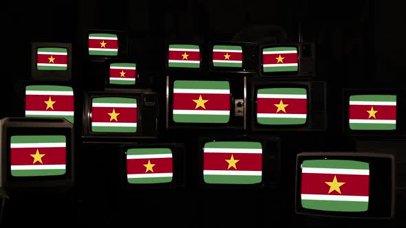 Flags of the Republic of Suriname and Retro TVs.