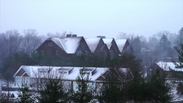 Houses in Connecticut During a Snow Storm