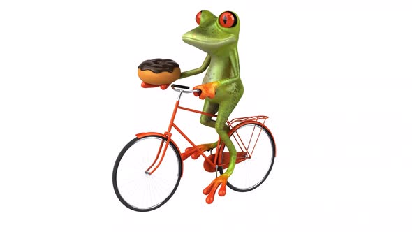 Fun frog on a bicycle - Digital animation