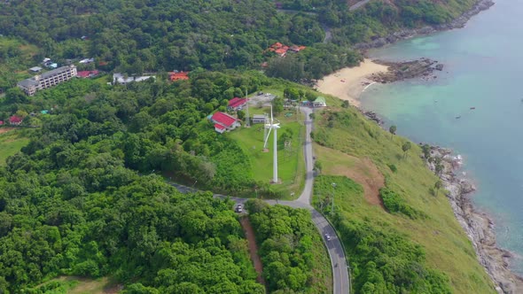 Windmill Viewpoint and Nai Han Beach in Phuket Province Thailand