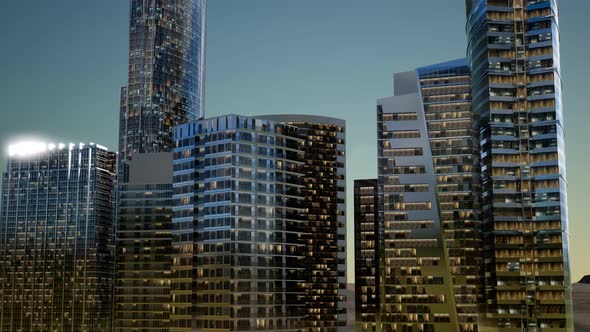 City Skyscrapers at Night in Desert alt
