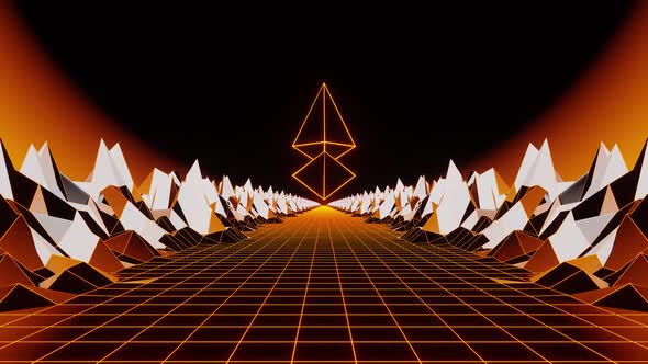 Gold Ethereum Crypto Coin Rotated On The Blockchain Road Background Vj Loop HD