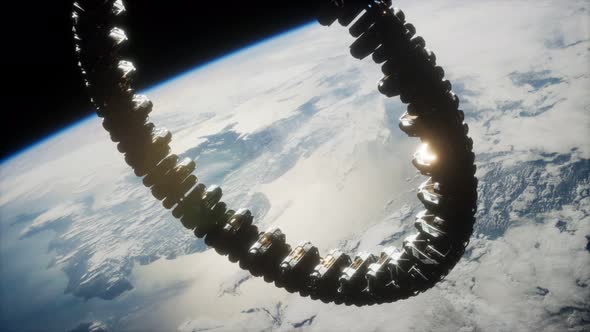 Futuristic Space Station on Earth Orbit