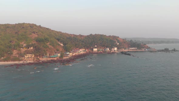 4k footage of the beautiful coastline of Arambol Village in India