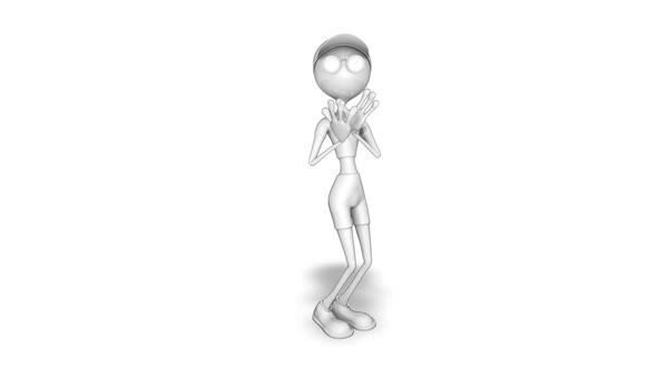 Cartoon 3D Man Dance  Looped on White