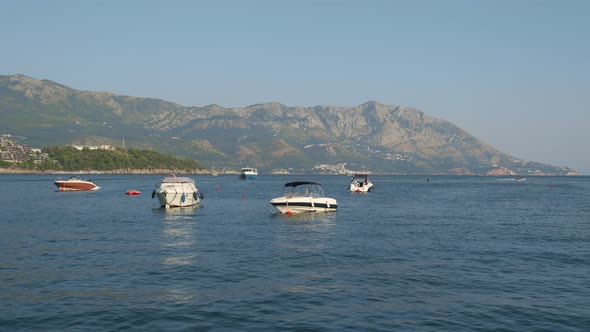 Unrecognizable Boats Budva Bay in Montenegro