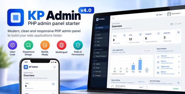 KP Admin - PHP Admin Panel Starter