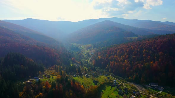 Aerial Drone Video Flying Over Carpathians Mountains, Ukraine, Europe