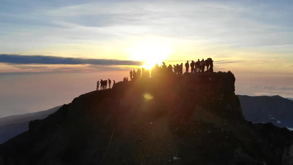 Sunrise views from Mount Rinjani at 3726m above sea level 