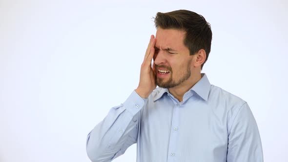 A Young Handsome Man Acts Sad - White Screen Studio