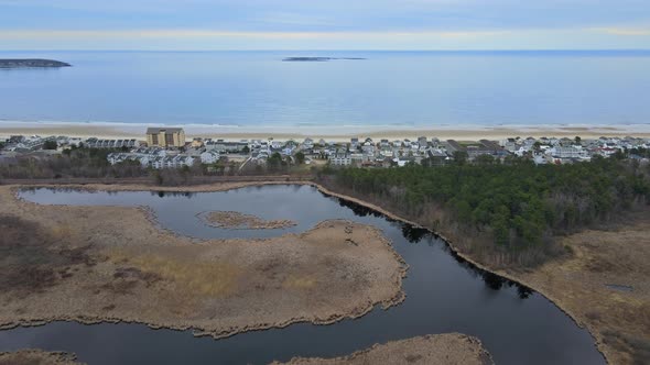 View of the Small Town the Bay From a Height on a Cloudy Summer Day NJ USA