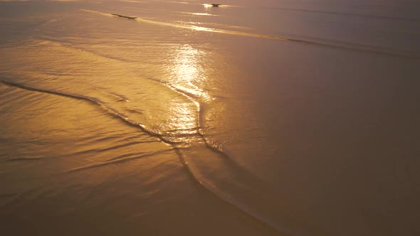 Golden waves at sunset of the Baltic Sea