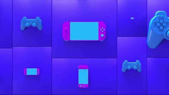 Gamer Equipment Background Blue
