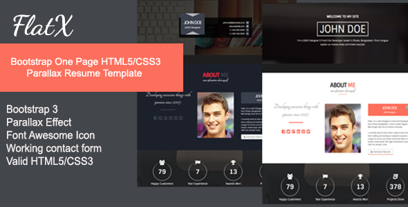FlatX - Bootstrap Onepage Parallax Resume Template