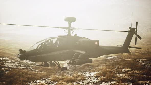 Military Helicopter in Mountains at War