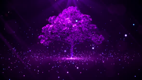 Romantic Purple Particle Tree Background