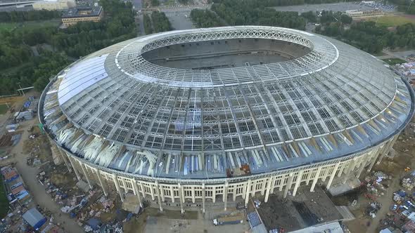Aerial View of Luzhniki Stadium Under Reconstruction, Moscow