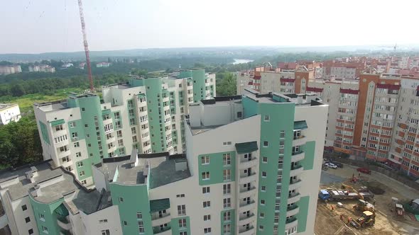 Panoramic view of modern residential complex in the city.