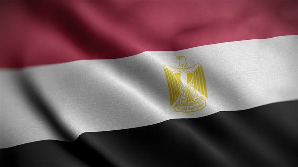 Egypt Flag Closeup Blowing In Wind