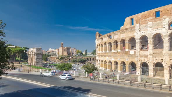 The Colosseum or Coliseum Timelapse Hyperlapse, Also Known As the Flavian Amphitheatre in Rome